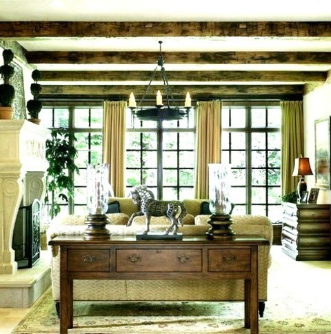Craftsman Living RoomInspiration For A Mid-sized Craftsman Enclosed Porcelain Tile And Beige Floor Living