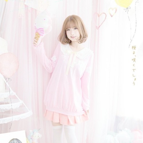 ♡ Harajuku Pink Cherry Blossom Sweater - Buy Here ♡Please like, reblog and click the link if you can