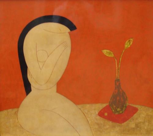 Dinh Hanh (Vietnamese, *1957) Girl with Lotus, 2006