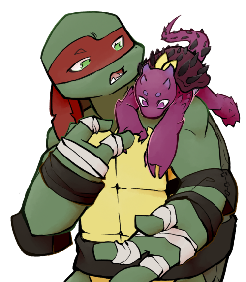 Raph Holds His Pets On His Shoulder A Lot, I Drew @probably-not-a-rutabaga's Mutant Chompy AU Doing The