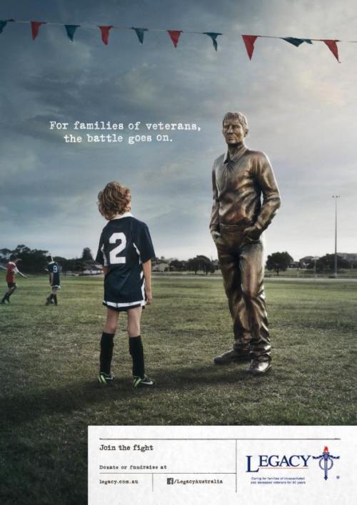 Legacy Australia Ad Campaign: For families of veterans, the battle goes on.Advertising Agency: Cleme