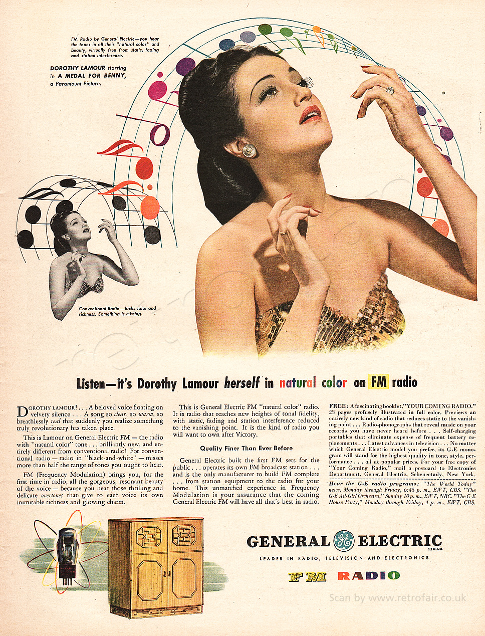 retrofair:
“ 1945 General Electric via Retrofair Vintage Ads & Prints
”
Technicolor radio!!