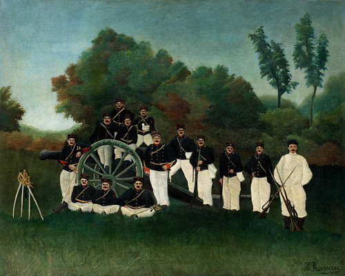 artmastered:  1. Henri Rousseau, Artillerymen, c.1893-95, oil on canvas, 79.1 x 98.9 cm, Solomon R. Guggenheim Museum, New York. Source2. Henri Rousseau, The Football Players, 1908, oil on canvas, 100.3 x 80.3 cm, Solomon R. Guggenheim Museum, New York.