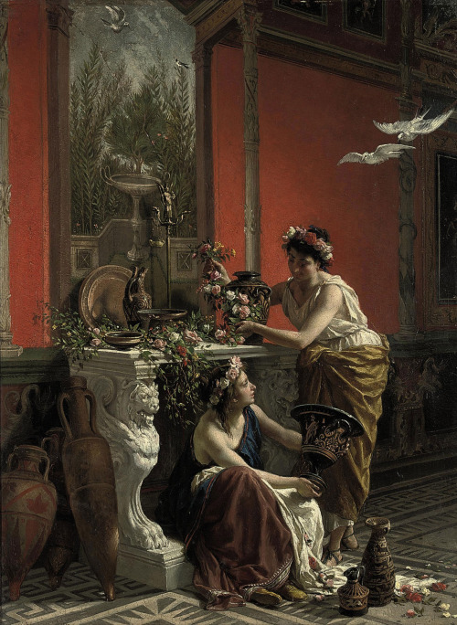 catonhottinroof:Cesare Mariani (1826-1901) The flower maidens