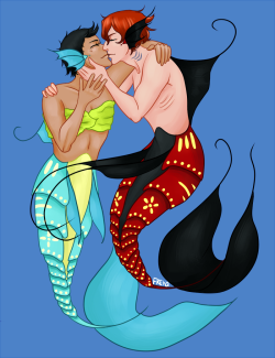 freyiri:  SHINIZU WEEKDay 4: kiss / supernatural (managed to do both yay!)izumida is a trans merm!