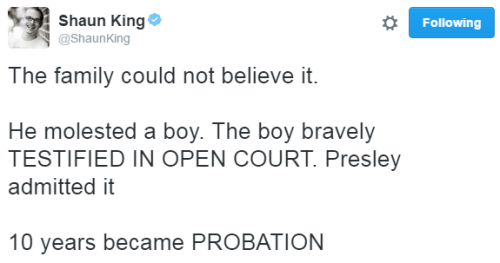 swagintherain:   That is totally unacceptable. Please make JOSEPH PRESLEY & the judge   CALVIN R HOLDEN   who let him off (in)famous. #StayWoke #WhiteSupremacy  