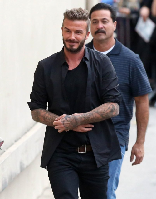 love-a-lamode:daily—celebs:  1/28/15 - David Beckham arriving to “Jimmy Kimmel Live!” in Hollywood.