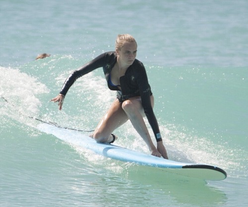 03/01/15 - Cara Delevinge surfing in Barbados.