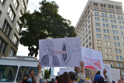 People and their signs.11/11/2016.Anti-Hate Protest Mac Arthur Park to DTLA