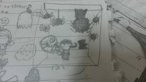 MA cute spider kid and some drawing