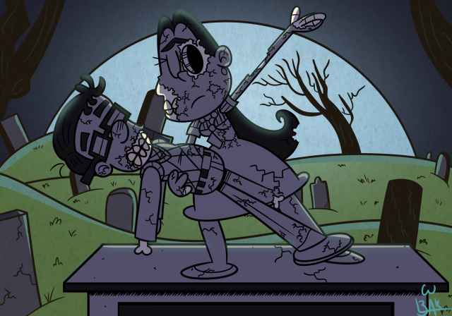 Drawlloween Day 23: Tomb bop Adjacent burial plots.Nothing says romance like eternity…