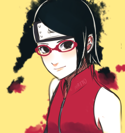 naru-news:  Sarada Uchiha  Drawn by @naattoou