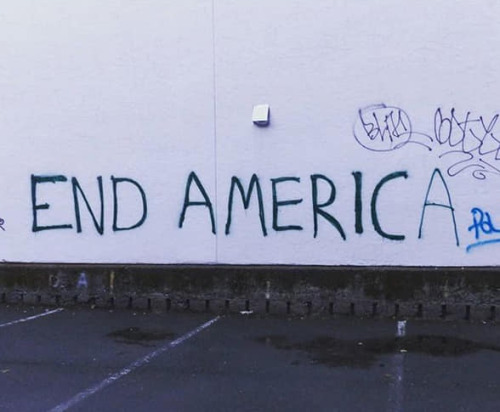 Graffiti seen in the Capitol Hill Autonomous Zone (CHAZ) in Seattle, Washington.The Zone, covering a