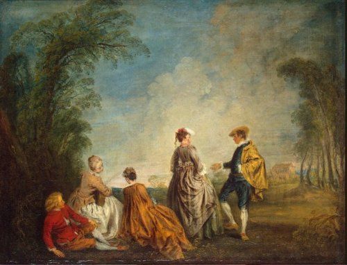 An Embarrasing Proposal, 1716, Jean-Antoine WatteauMedium: oil,canvas