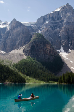 quinnjohnsonphotography:  Canoeing On Moraine Lake - Canadian Rocky Mountains - Alberta Photographer: Quinn Johnson Camera: Nikon D7000 Edited With: Adobe Lightroom 4 Buy this photo as a phone case, canvas, or more HERE 