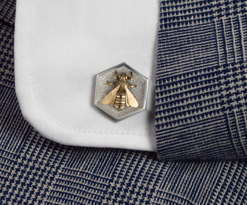 Honey Bee silver and gold cufflinks