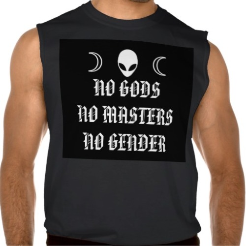 NO GODS NO MASTERS NO GENDERremember how this product range is a thingblack t shirt • white t shirt 