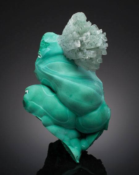 Baryte bush on malachite baseLooking like a natural sculpture, this unusual combination of minerals 