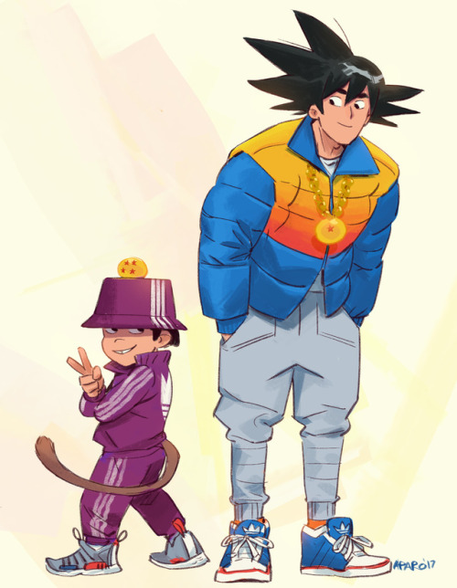 Goku and Gohan in some streetwear. For no reason. Have a great day!sidenote: who else is hype for th