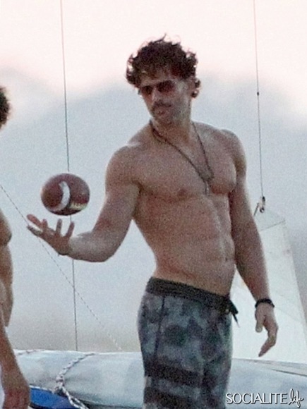   Shirtless Joe Manganiello Plays Football On The Beach For ‘Magic Mike XXL’