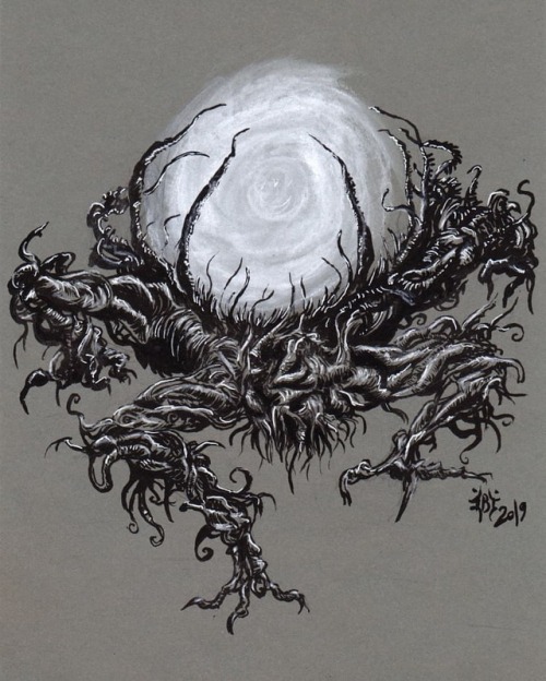 The Soul Harvester (Ink on grey paper) Crawling in places where death has taken its toll on masses o