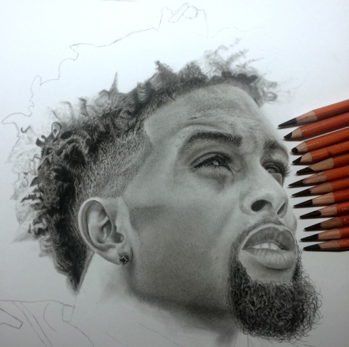 Progression of Odell Beckham Jr. drawing. - Wega13art