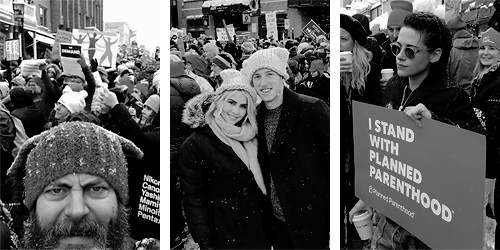 wesleygasm:Celebrities at Women’s March around the world (January 21, 2017) (part2)