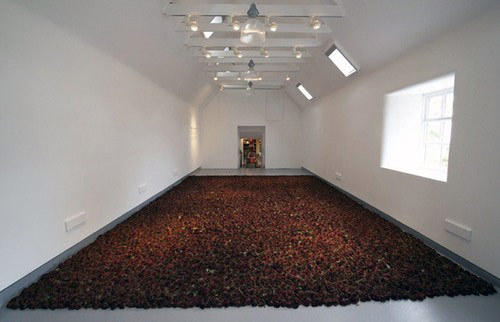 Het leven en de dood van 10,000 rode rozen, door Anya Gallaccio. via booooooom