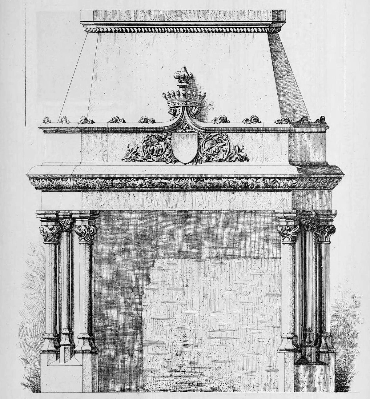 Design for the fireplace inside the Grand Salon of the Château de Loriol, France