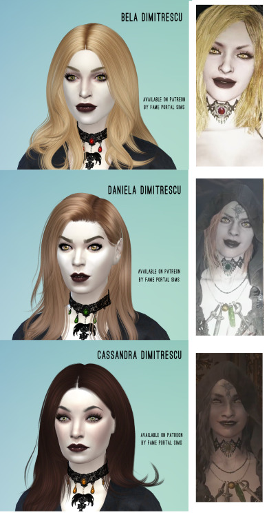 Sims 4 CAS: Dimitrescu SistersClick on the picture for download on Patreon