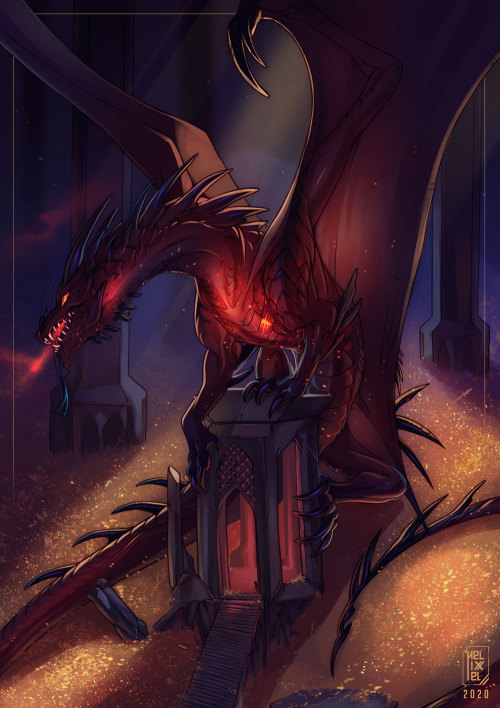 Had to draw my favorite character from my favorite book. Smaug! :&gt;Drew him how I imagined him