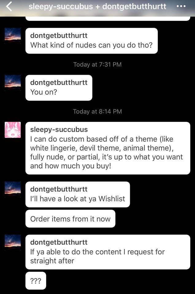sleepy-succubus:  WARNING: @DONTGETBUTTHURTT IS A SCAMMER. I had this dude coming