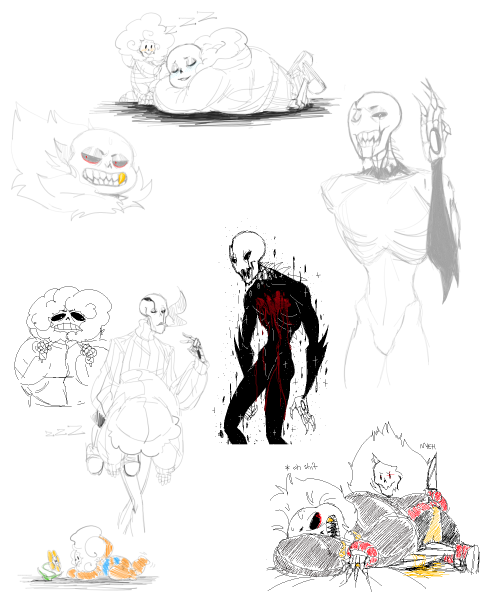 So yeah, this is my concept art for raging Gaster [upper pic, and yes, his proportions are like that on purpose, I actually screwed them up in the second pic lol]And my part of drawpile session with @thebigmonstersucc