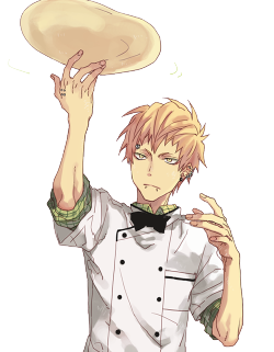 sleepybunnyprince:  Of course he has to bake it first… Have fun with a transparent pizza making Noiz. (ﾉ´ヮ´)ﾉ*:･ﾟ✧   artistx do not remove source !  