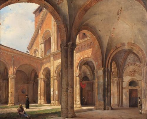 laclygrantham:Porticato dela Basilica di Sant'Ambrogio, Giovanni Migliara (Italian, 1785-1837)