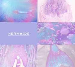 spookysardothien:  MODERN MYTHOLOGY + CREATURES:  M E R M A I D S  A mermaid is a mythical creature that is half woman and half fish. Although some mermaids are described as monstrous and ugly, they are more usually very beautiful. Above the waist they