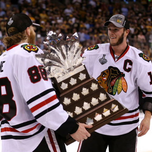 allthebros:nhlblackhawks: years ago today, Patrick Kane and Jonathan Toews took the ice in their fir