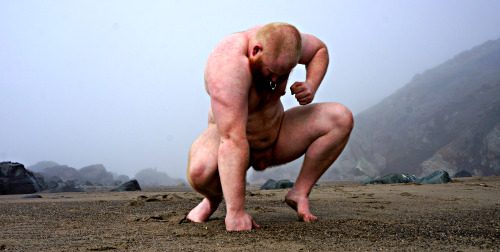 brandedbulltank:  13/02/2014: The Beast. [Photographer’s Notes: These photos were taken at North Baker Beach in San Francisco. In the background of all these photos is the Golden Gate Bridge, completely hidden by a blanket of dense fog.