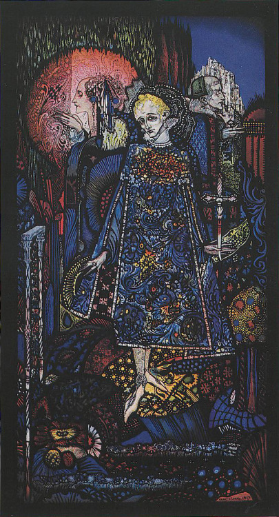 zombienormal:The Mad Prince, a stained glass panel by Harry Clarke, Studio: International Art, 1921.