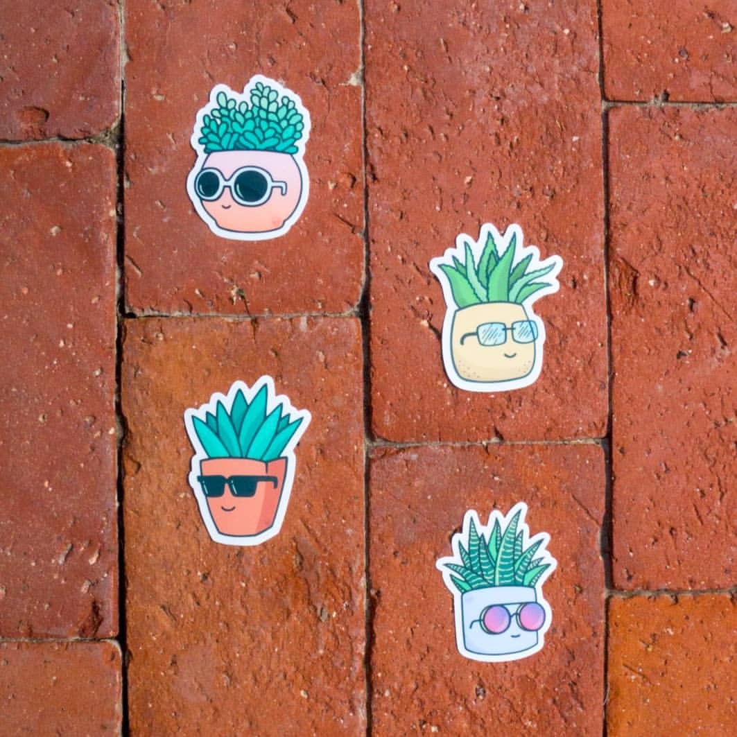 Example of Cute Plant Stickers on Wall