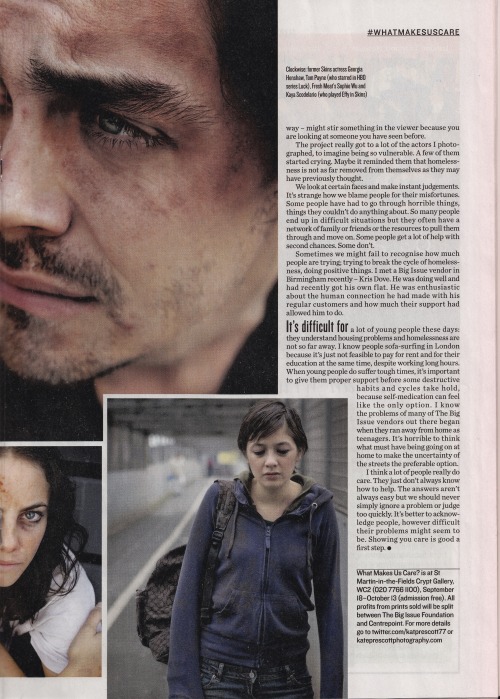 emilypemily:  emilypemily: “What’s In A Face?” - Article by Kathryn Prescott for The Big Issue about her upcoming show, ‘What Makes Us Care?’  (scans requested by anon)  