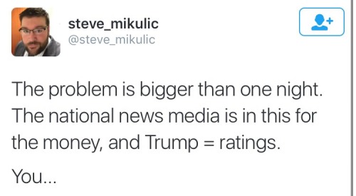 krxs10:   !!!!!!DONT LET THIS GO UNNOTICED!!!!!! All Three Major News Networks Ignored Bernie Sanders’ Speech Tuesday Night, To Show Empty Trump Podium  As Bernie Sanders took the stage on Tuesday night, the cable networks continued doing what they