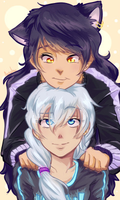 adamantred:   rwbyrsweek day 1: Blake Belladonna &amp; Weiss Schnee  Clingy cat gf, man 