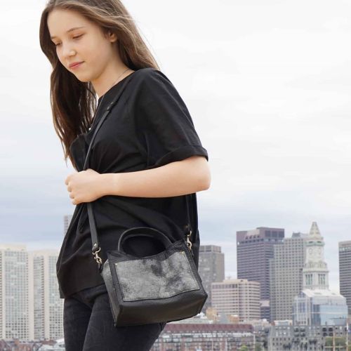 #throwbacksunday photoshoot in East Boston, my niece @kimtr9 modeling the small Boxy in distressed b