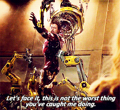 amelliwood:  Jarvis: Sir the more you struggle the more this is going to hurt.Tony: Be gentle, it’s my first time. 