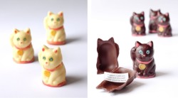 Catsbeaversandducks:  These Lucky Cats Are Painted By Hand, And Cast In Smooth Dark