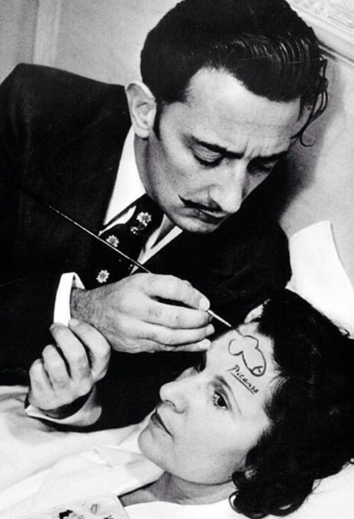 zub-i:  salvador dali drawing a penis on a woman’s head and signing it as picasso