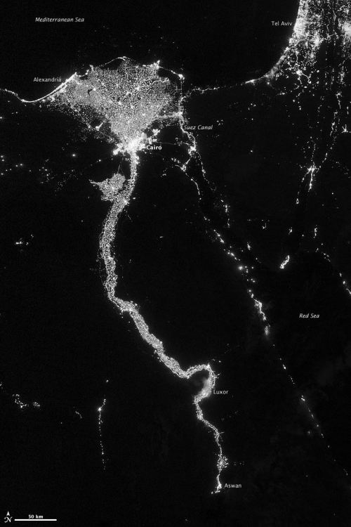 THE NILE AT NIGHTThe Nile River and its Delta provide a home for about 97 percent of Egypt’s p