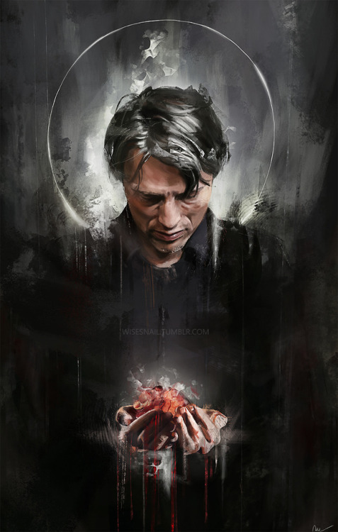 wisesnail:  Another Saint Hannibal (…)-holding a heart bc it fits the Halloween theme, and it kinda 