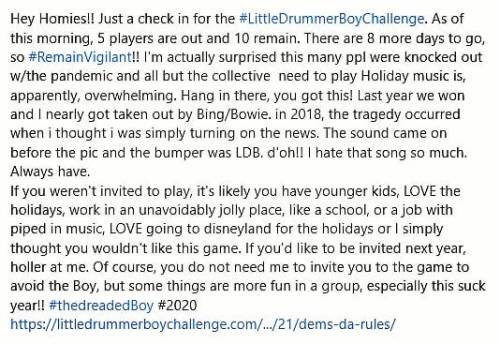 #littledrummerboychallenge2020 #ldb #justsayno https://www.instagram.com/p/CI4r_2fh7Mq/?igshid=12ckq